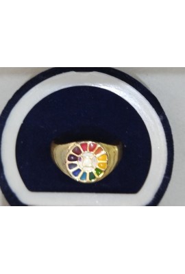 Brass Tiny Ring - with Multi Colour Symbol