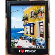 Fridge Magnets - I LOV PONDY - Metal Base